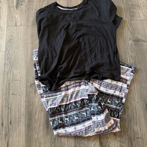 Cozy Black Top and Festive Pajama Set